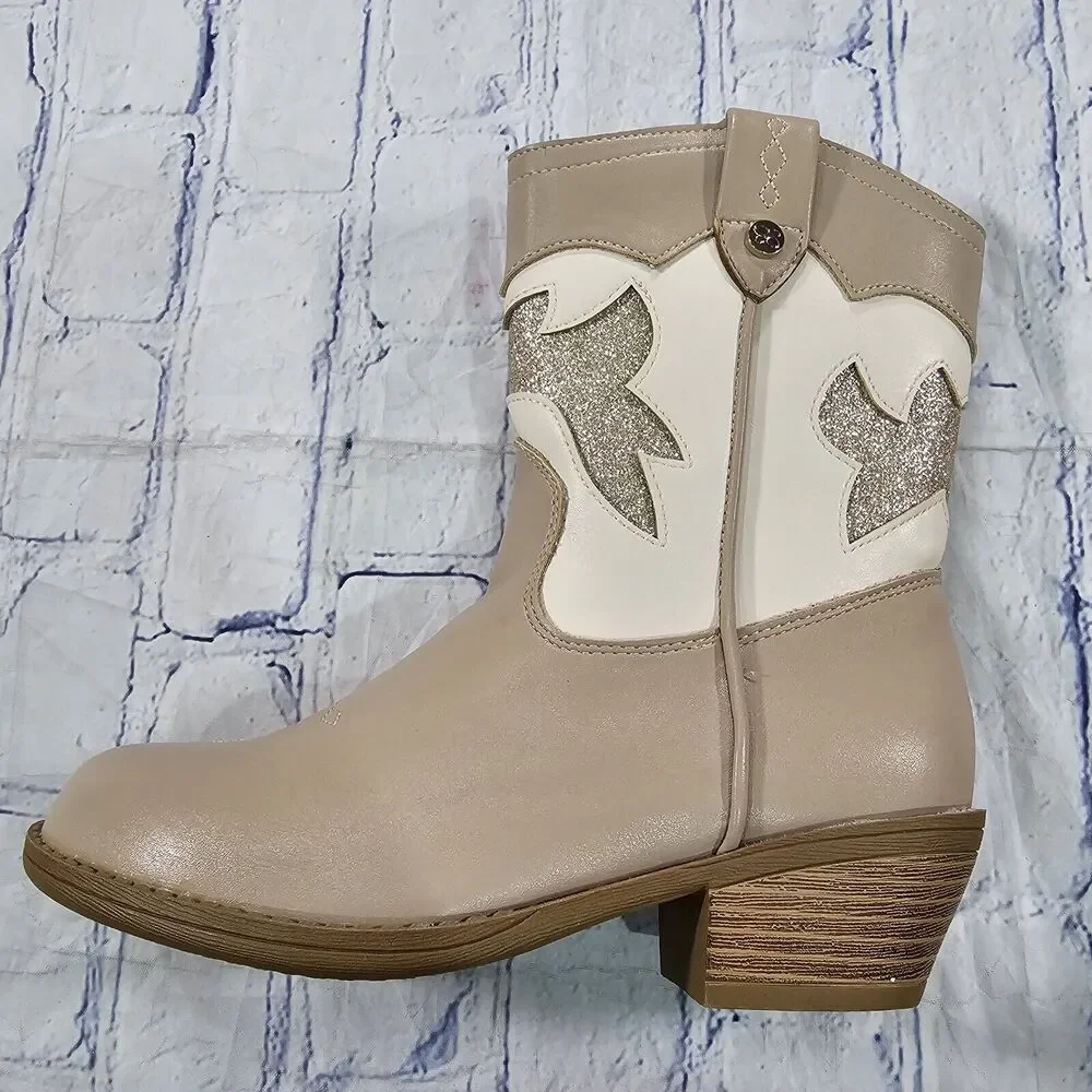 Jessica Simpson GIRLS SIZE 3 Western Cowboy Boots Beige JES775FF